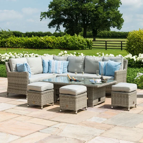 The Oxford Corner Dining Set with Rising Table, Ice Bucket
