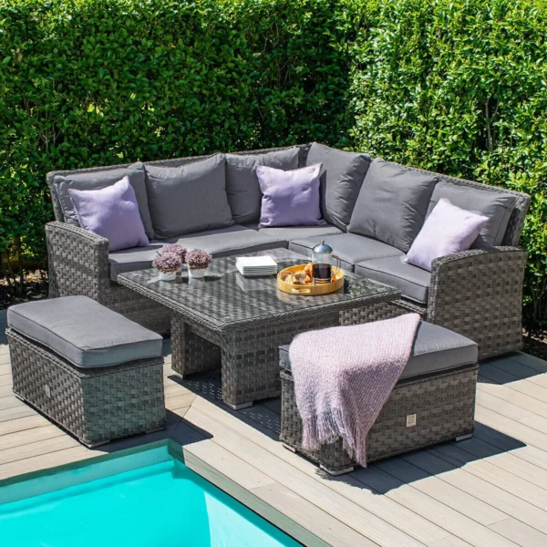 Victoria Square Rattan Corner Dining Set with Rising Table